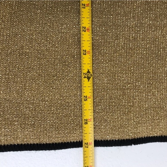 Vintage Variations Gold Lurex Black Trim Long Sleeve Mock Neck Sweater Large - Picture 10 of 12